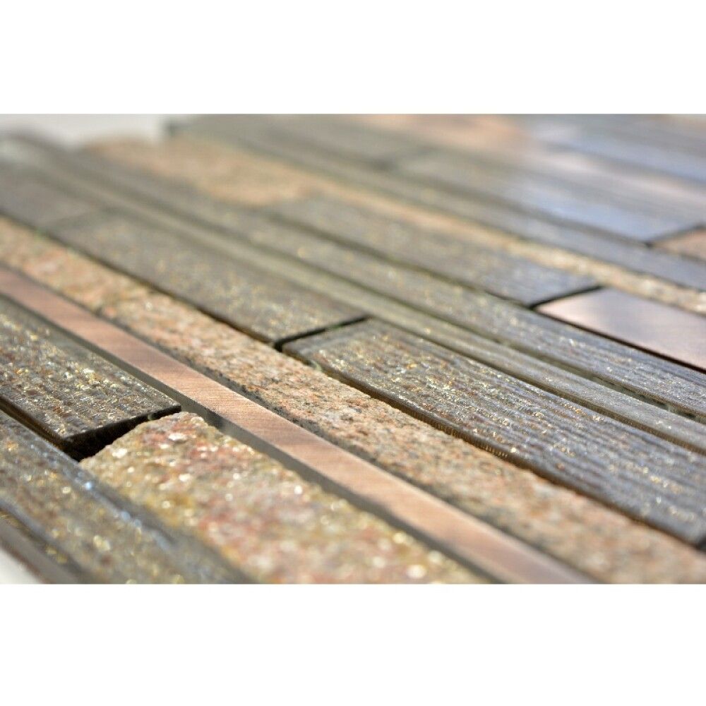 MOSAIKK INTERLOCK CRYSTAL/STONE/ALLOY MIX BEIGE/COPPER XAM
