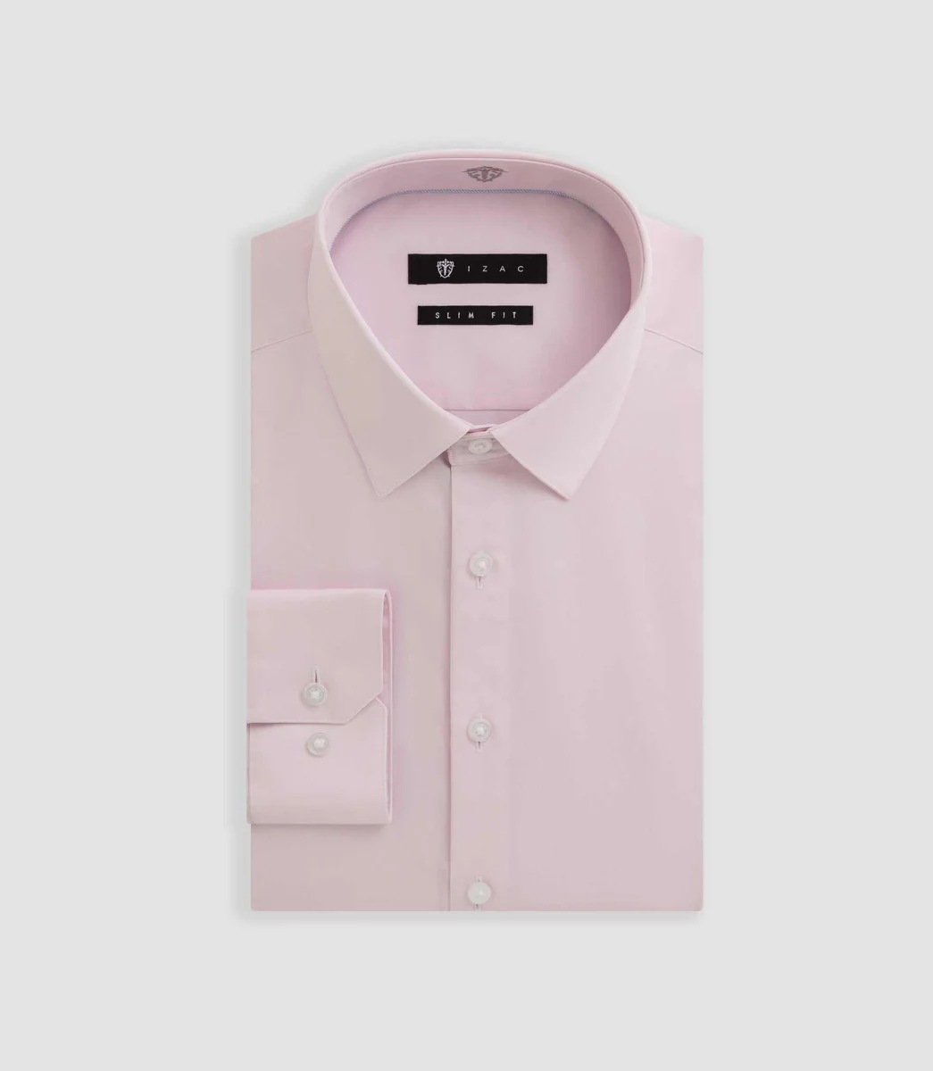 Chemise satin slim rose 