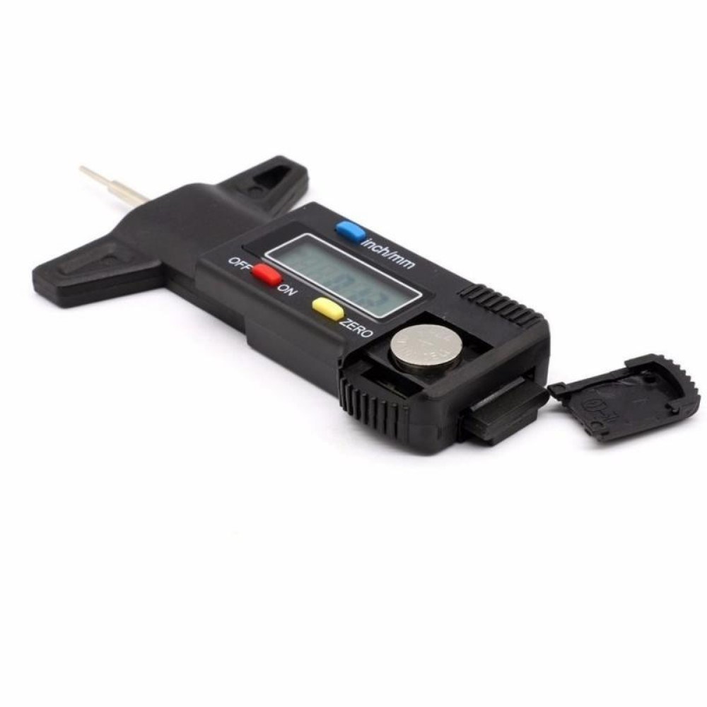 (0-25.4mm) Auto Reifenprofil Messer KFZ Tiefenmessgerät mit LCD Display (Inkl. LR44 Batterie) - Schwarz