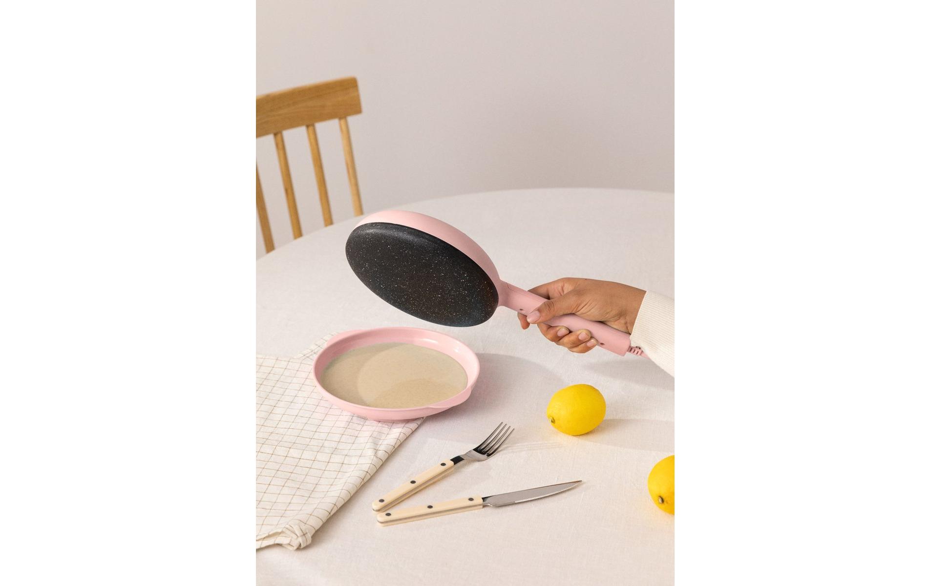 Crêpe Maker 600 W, PastellrosaCrepesmaschine im Retro-Stil