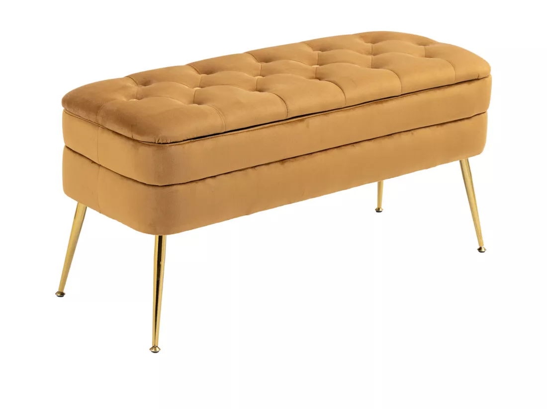 Banc rembourré ottoman de rangement, repose-pied pour entrée, salon et chambre à coucher, en velours Teddy, 104x40x51cm, café