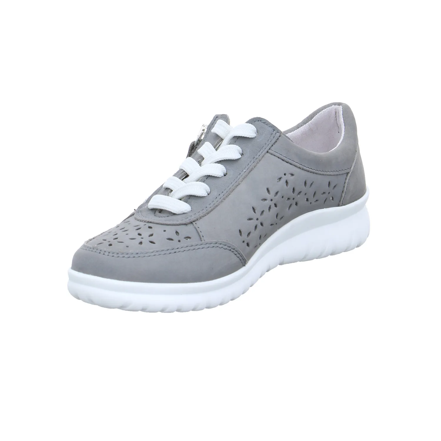 VAN DER LAAN Comfort-Schnürschuh Grau Leder  mit Wechselfussbett