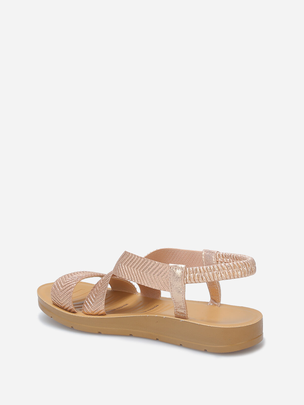 Sandales à brides élastiques croisées- Doré rose