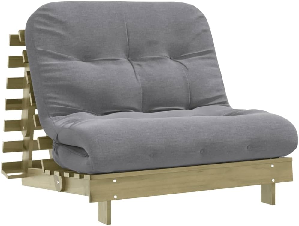 Kangmusi Futon Schlafsofa mit Matratze 100x206x11 Kieferholz Imprägniert,846770