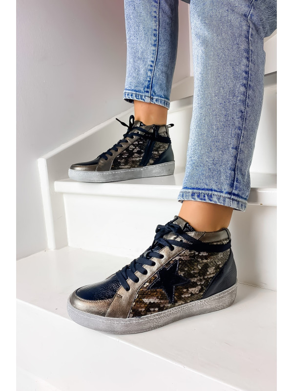 Sneakers Brittany Mix Sequins Bronze - Reqins