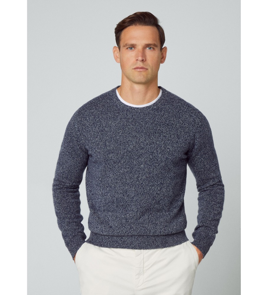 Camisa Hackett Lw Mouline Crew cinza