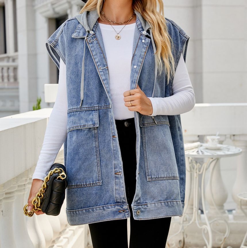Rantucket Hi - Losvallend denim vest met panelen