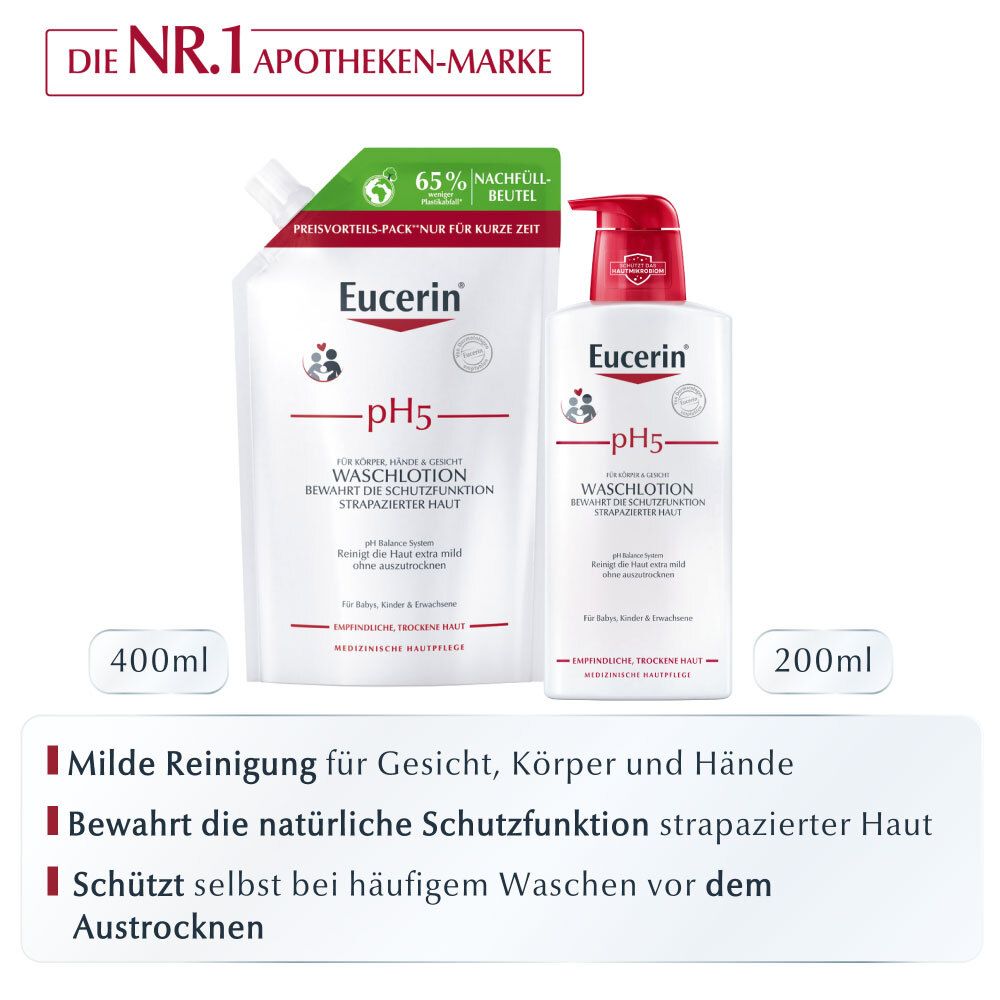 Eucerin pH5 Waschlotion + Eucerin® pH5 WASCHLOTION empfindliche Haut Nachfüllpackung