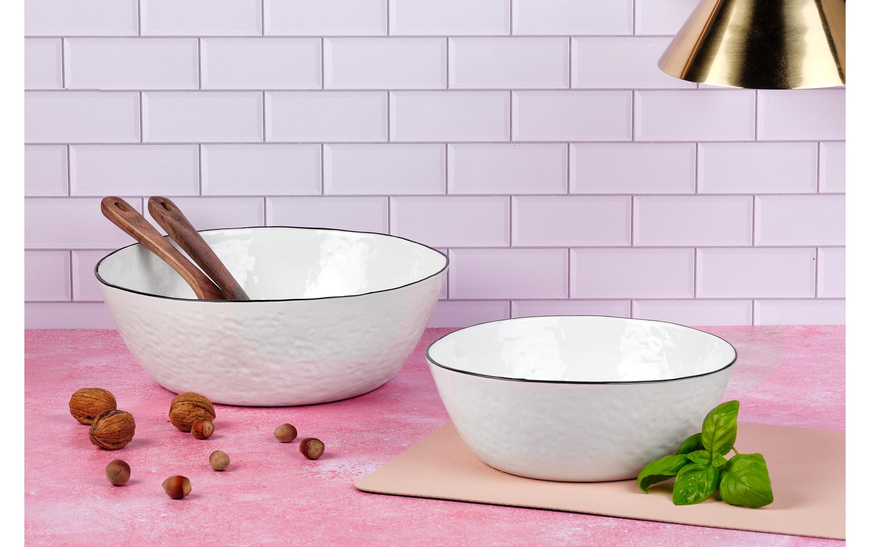 Salatschale Pure Ø 24 cm + Ø 30 cm 1 Stück, Weiss<br>Salatschüssel-Set PURE Steingut-Schalen, Servierschüsseln, grosse Keramikschalen