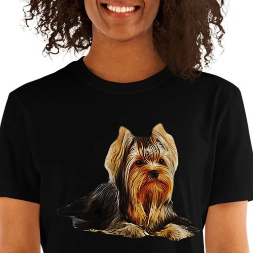 Camiseta feminina personalizada Mascochula com estampa do seu animal de estimação preto.