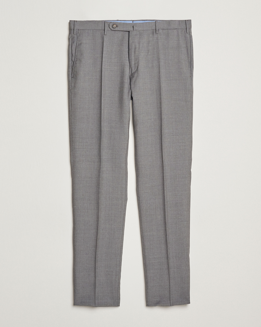 Incotex Slim Fit Super 100s Wool Trousers Light Grey