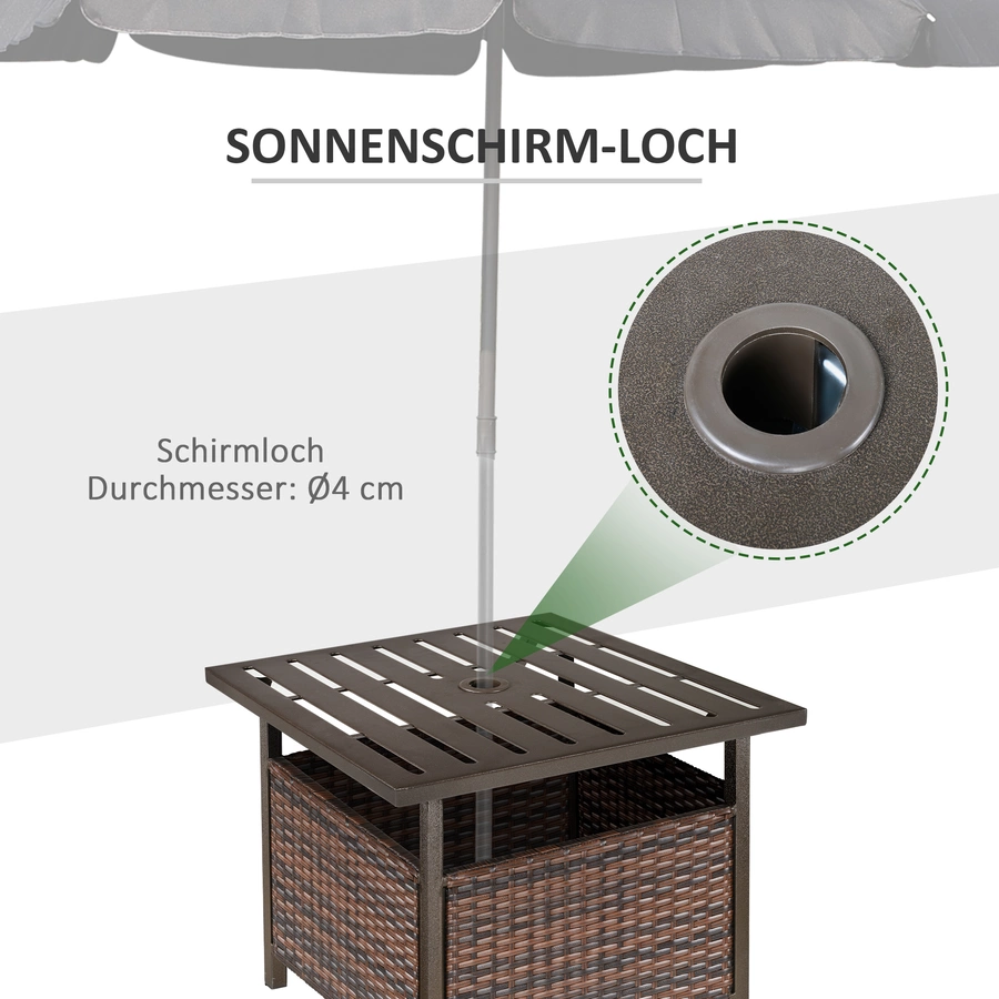Outsunny Gartentisch mit Schirmloch braun