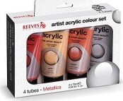 Reeves - Akrylmaling Metallic Sæt - 4 Farver