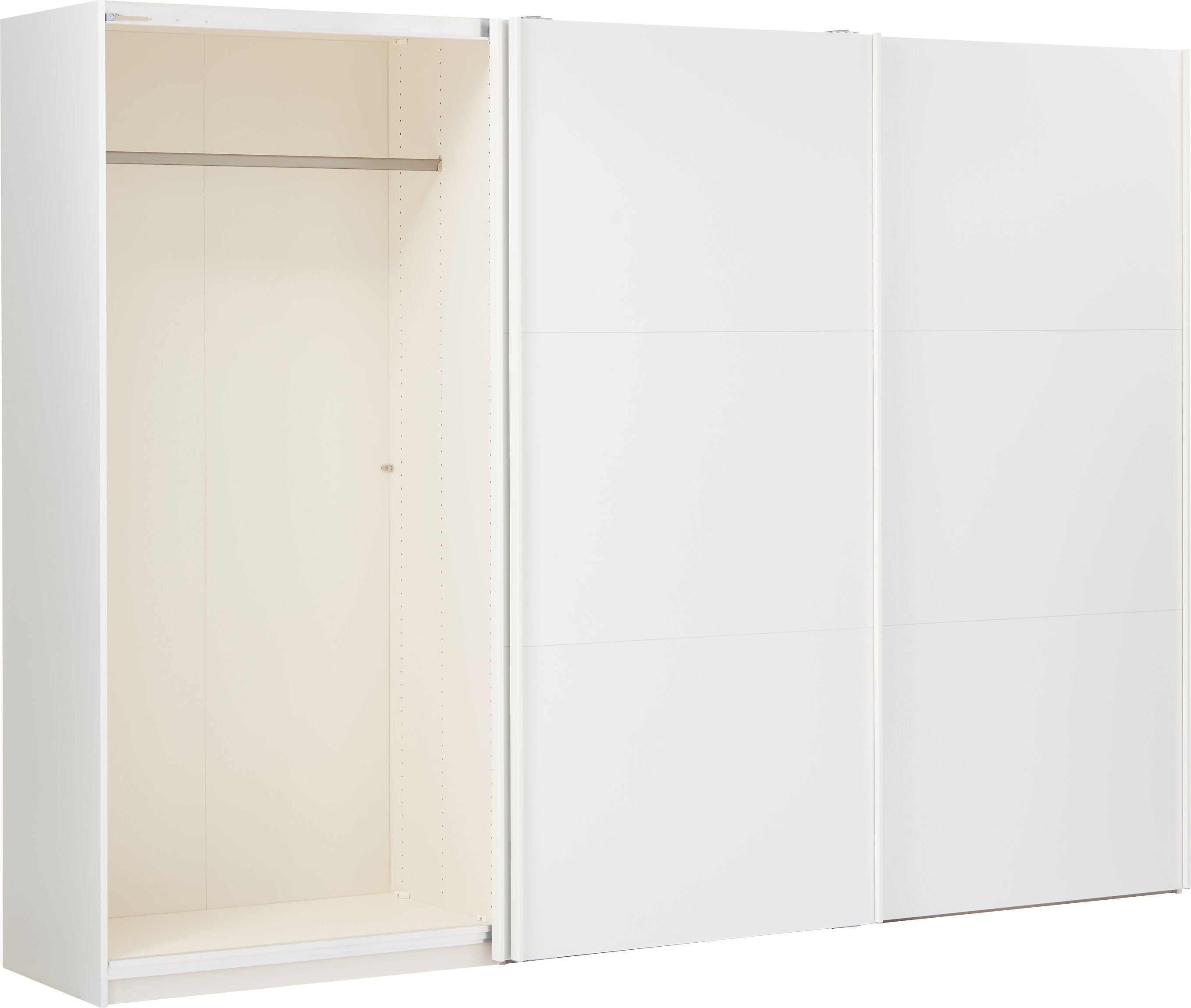 MODUL Schwebetürenschrank - Weiss / B: 303.0 cm x T: 65.0 cm x H: 220.0 cm
