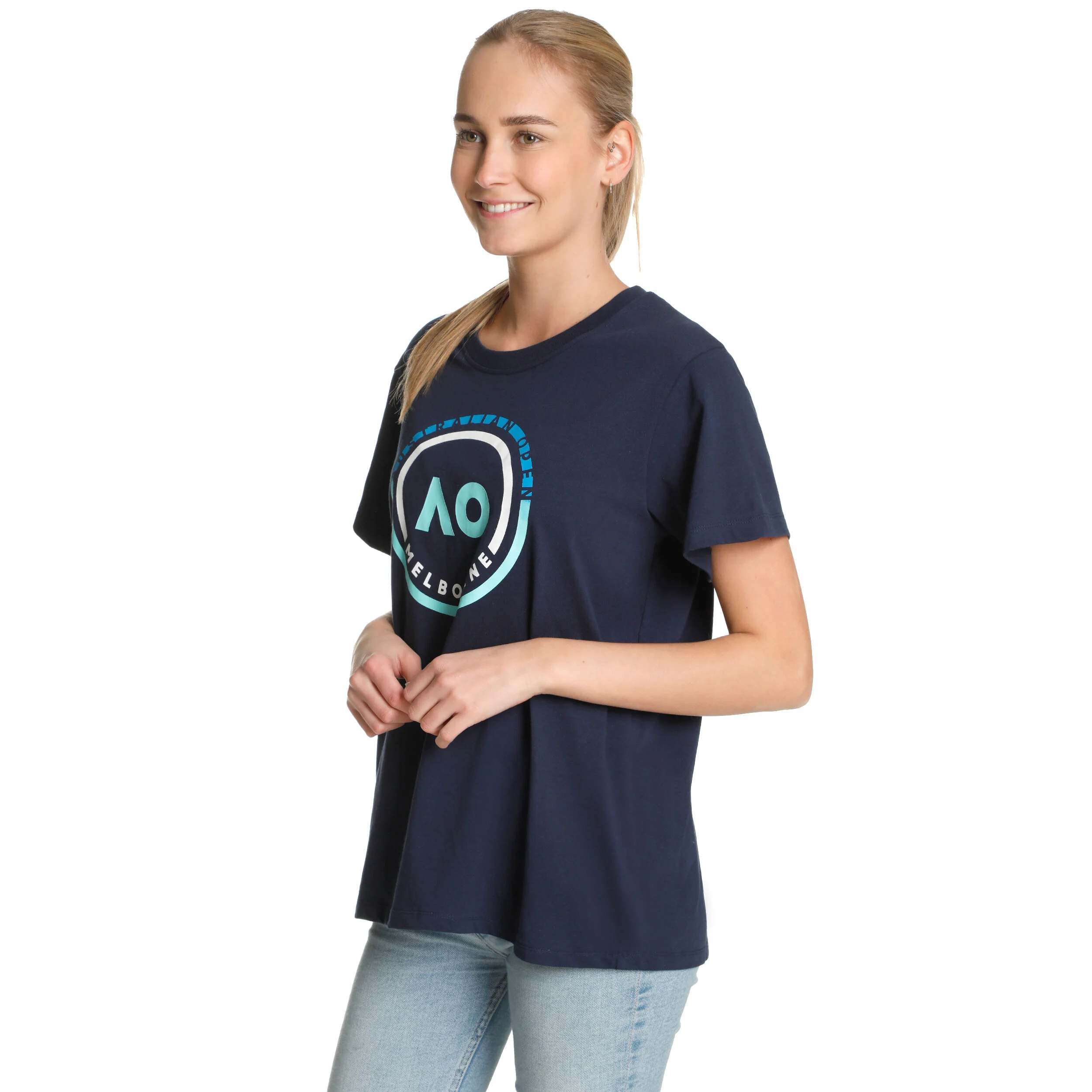 Australian Open AO Round Logo T-shirt Femmes - Bleu Foncé , Bleu