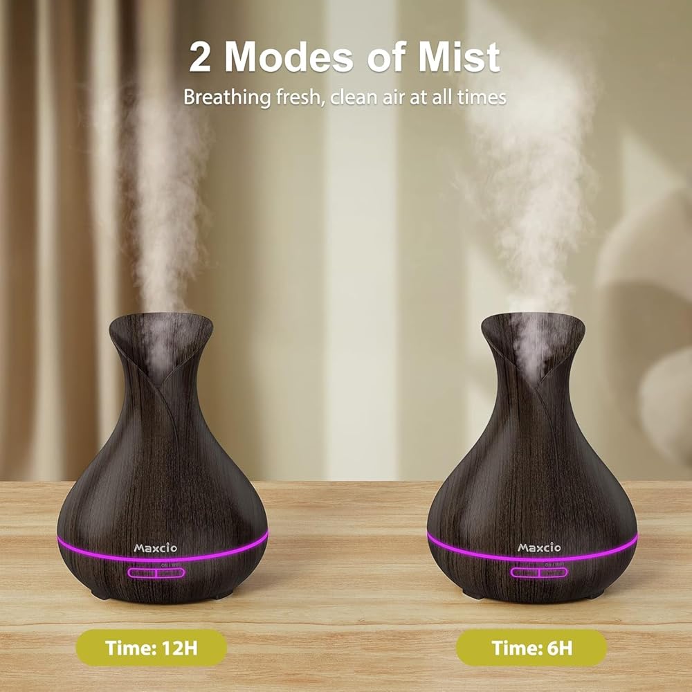 Maxcio Diffuseur d'Huiles Essentielles WiFi, Humidificateur d'Air Compatible avec Alexa et Google Home, Diffuseur électrique Connecté avec Lumières Colorées, Minuterie et Contr?le à Distance sur l’APP : Hygiène et Santé