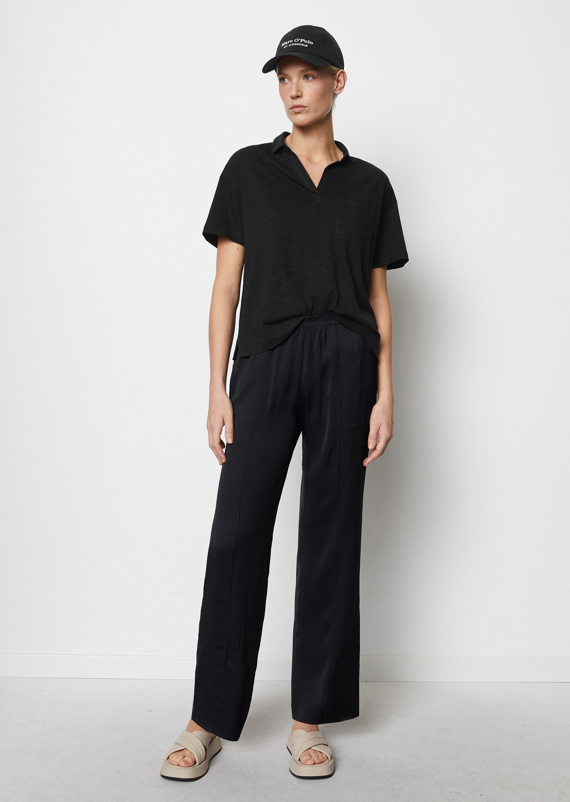 Polo-T-Shirt regularaus Organic Cotton-Viskose-Mix