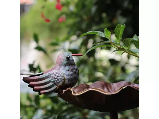 Mangeoire à oiseaux pique jardin abreuvoir fer marron 103 cm
