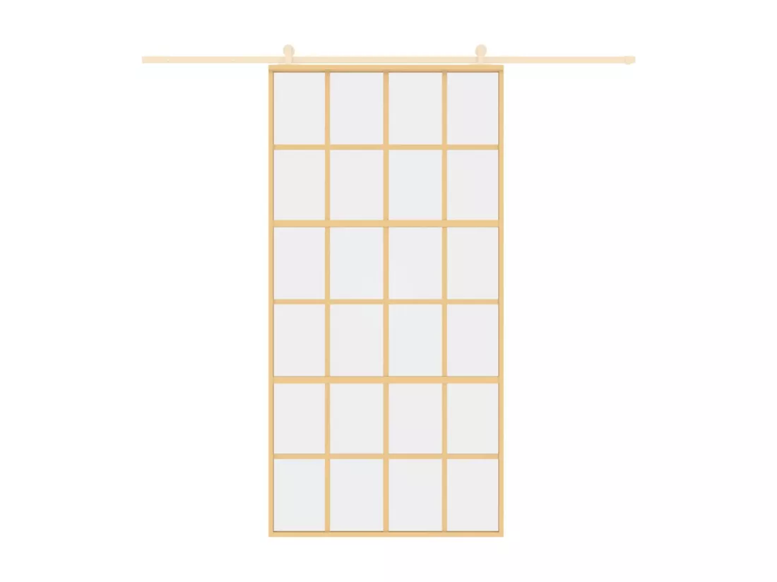 Porte coulissante doré 102,5x205cm verre ESG clair et aluminium