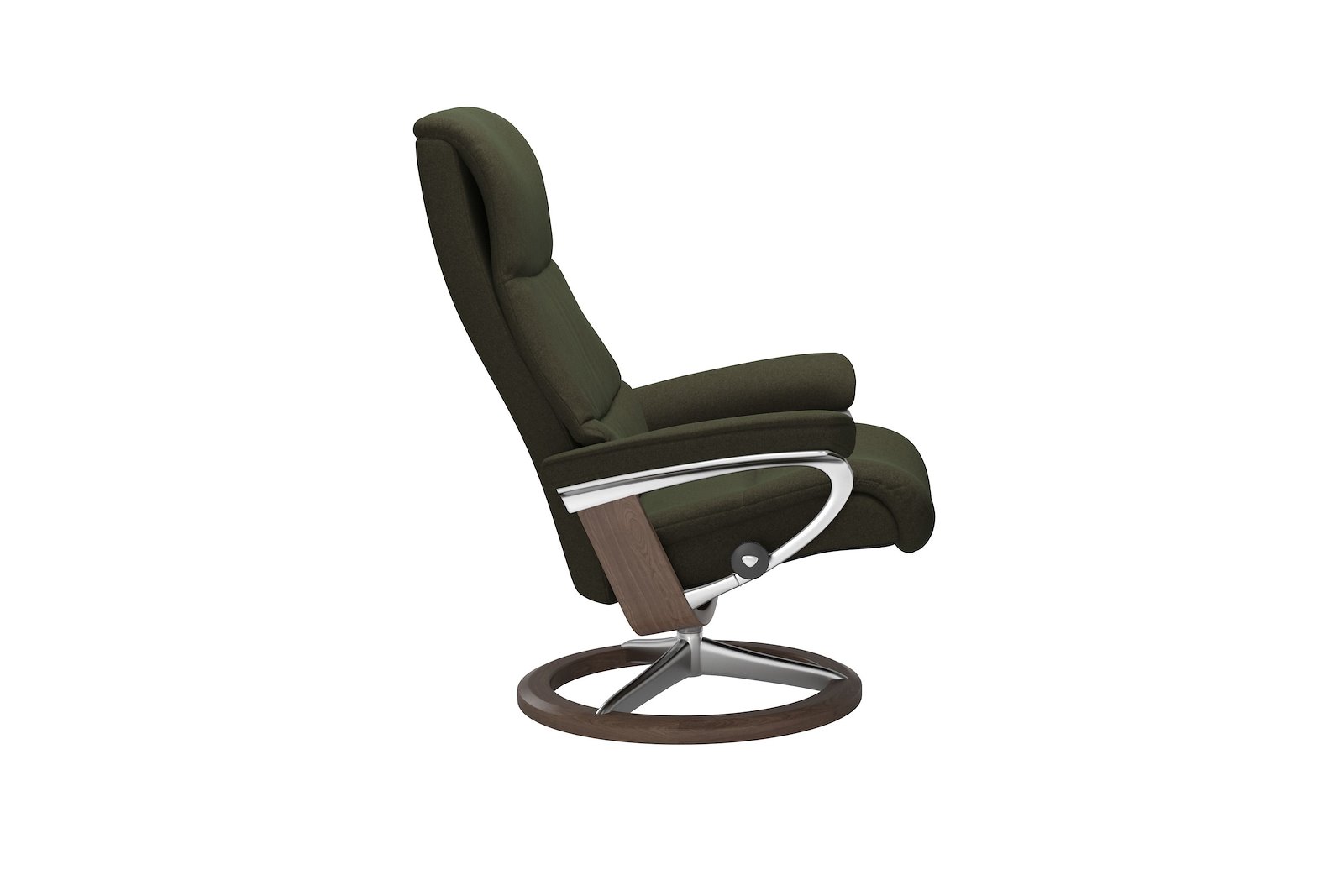 View lenestol Tekstil Calido Green – Signature understell – Alu – Valnøtt - Medium