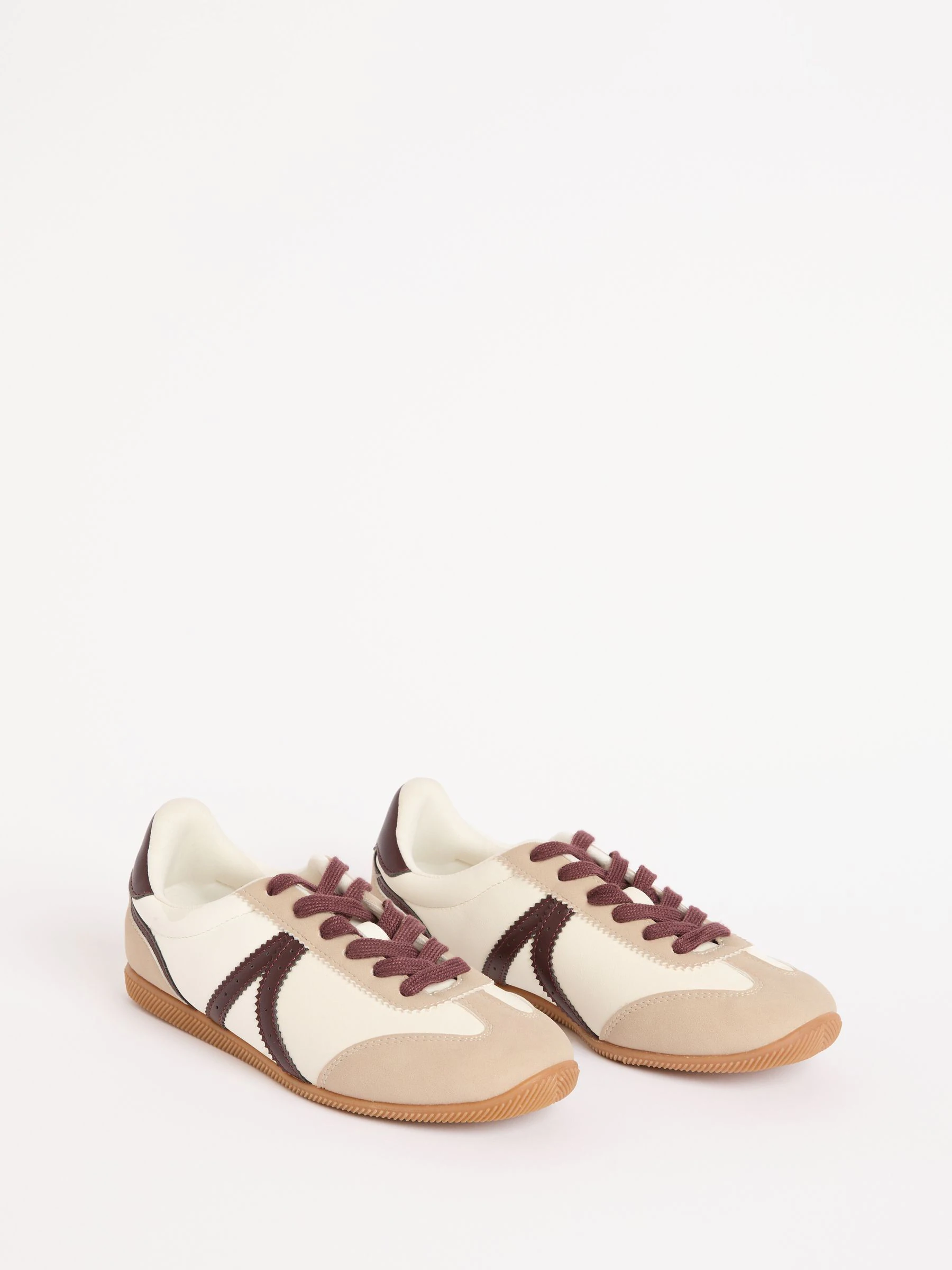 Wit bordeauxrood - Friends Like These Slim Runner Lace-Up Retro Gumsole Sports Trainers