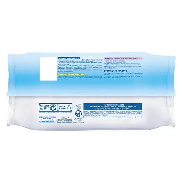 Mixa Bébé Lingettes Ultra-Douces au Lait de Toilette 72 unités