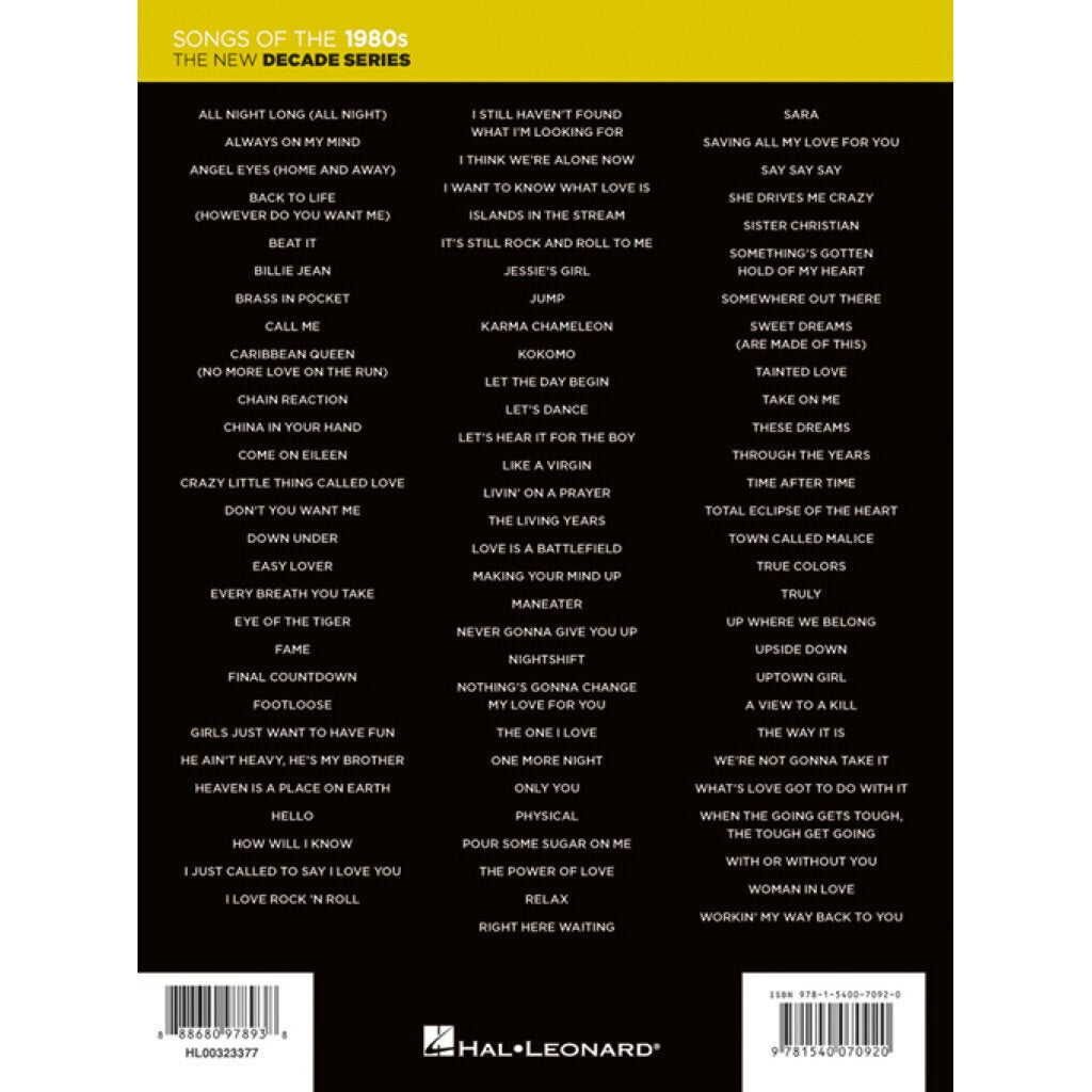 Hal Leonard The New Decade Series: Songs of the 1980s voor piano, gitaar en zang