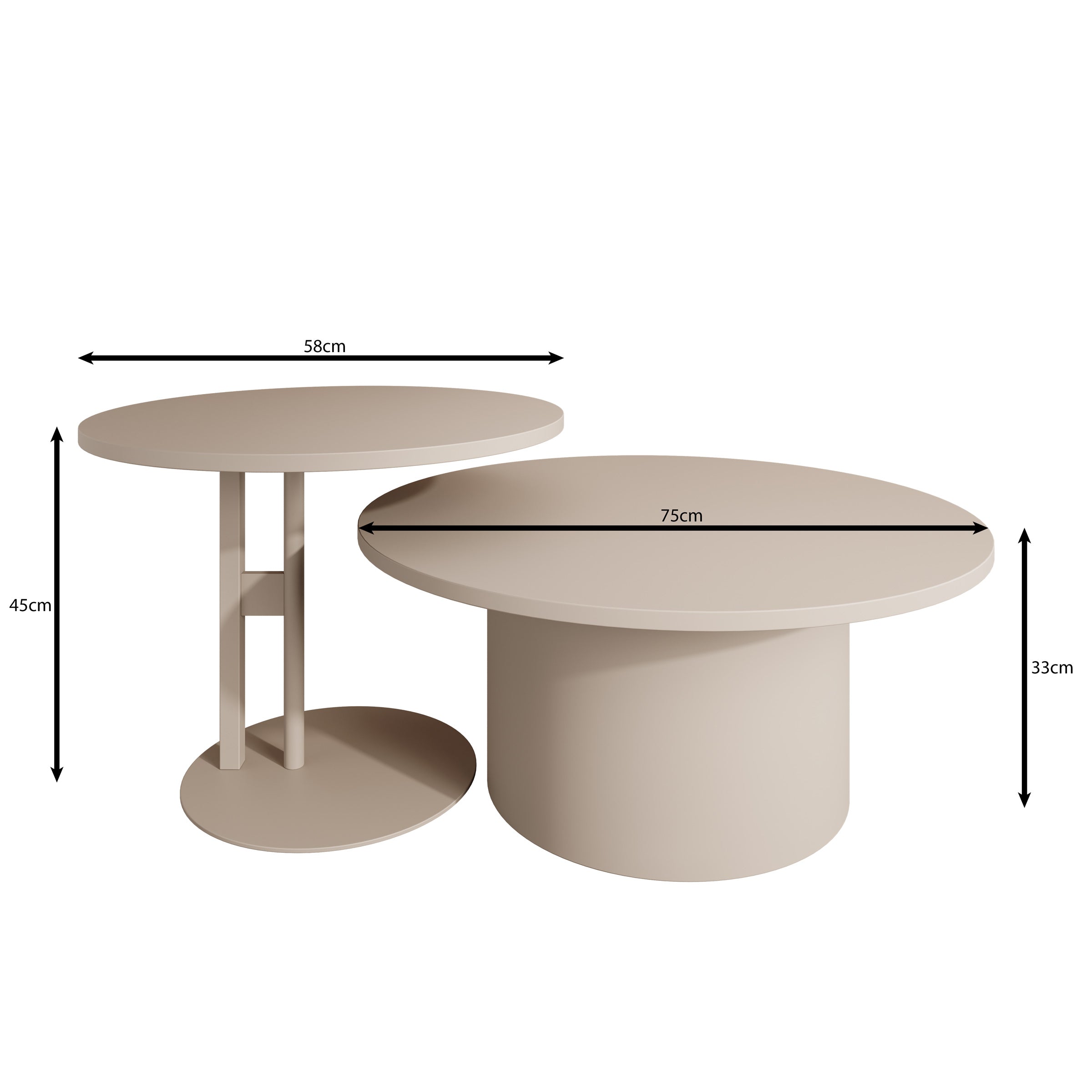 Mastro - Salontafel set van 2 - Zwart / Zwart marmerlook - 58-75 cm