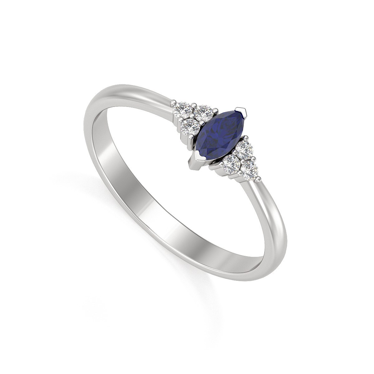 Bague ADEN Saphir et diamants sur Argent 925 2.1grs