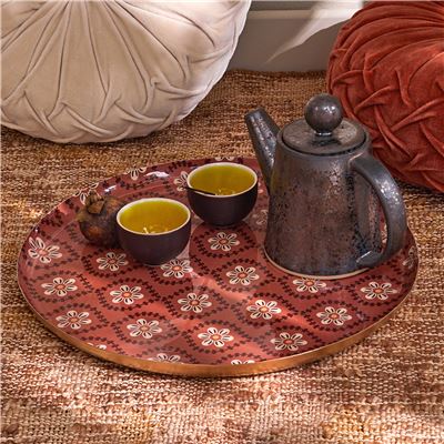 Plateau rond métal motifs fantaisie - BECQUET CRÉATION
