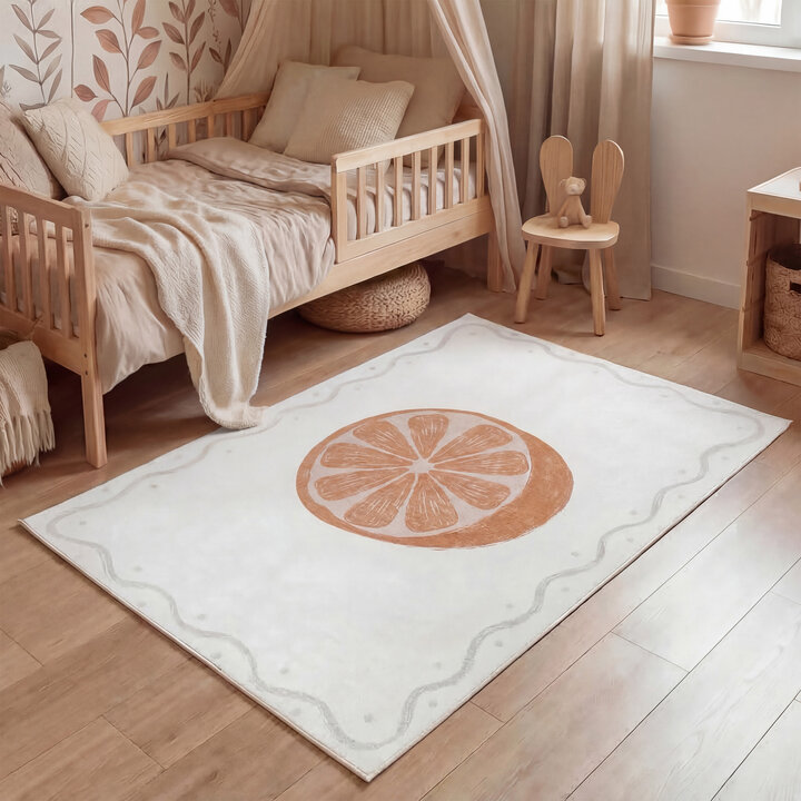 Wasbaar kindervloerkleed - Mick Sinaasappel Oranje