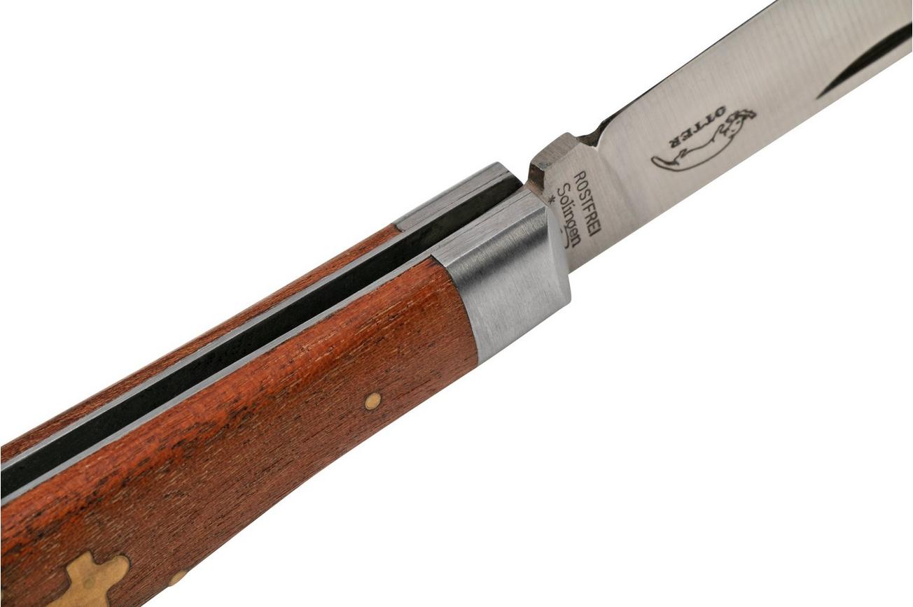 Otter Anchor Knife 173 R Small Stainless, Sapeli, Brass Anchor, zakmes