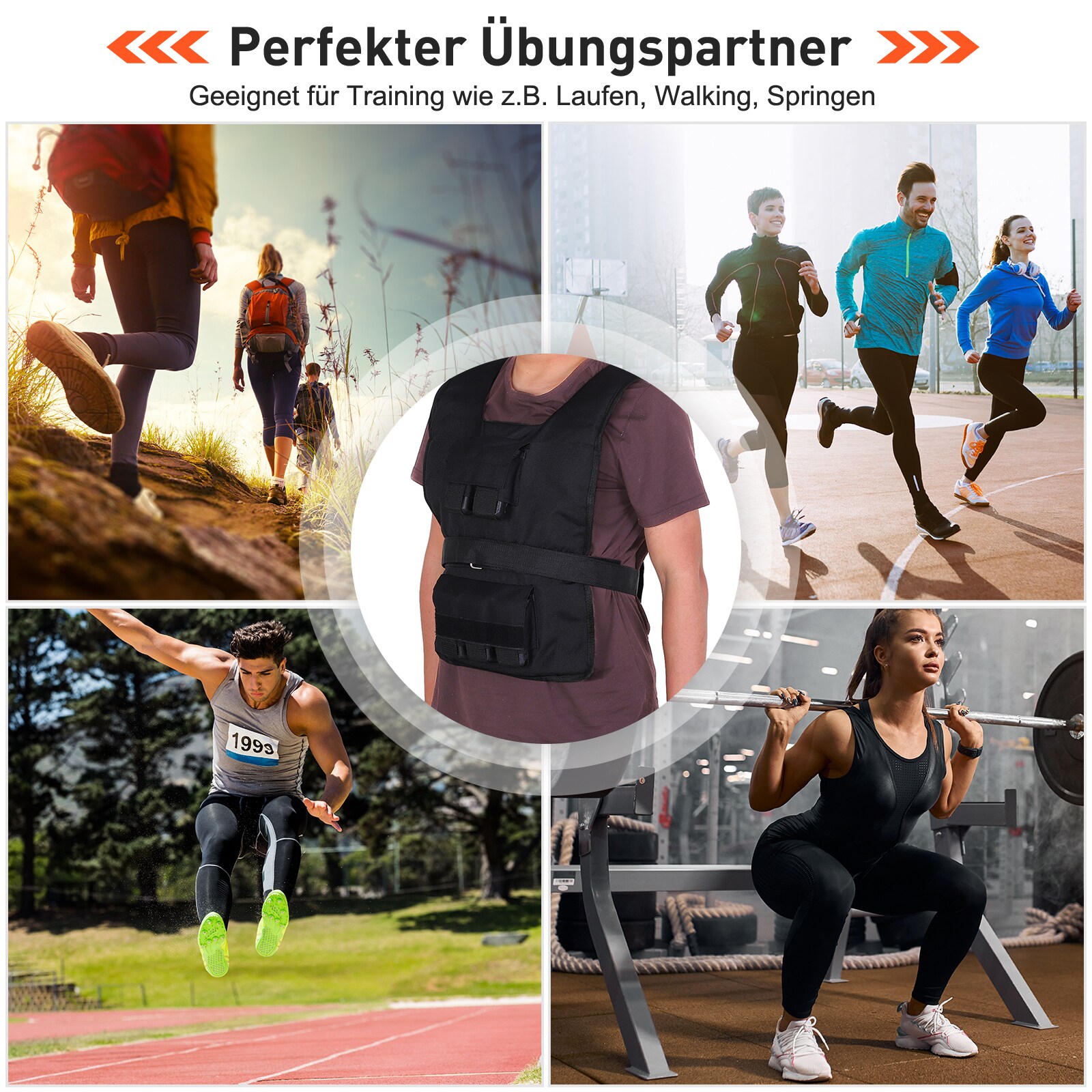 HOMCOM Trainingsweste mit 30 Eisengewichten schwarz 36 x 52 cm (BxL)