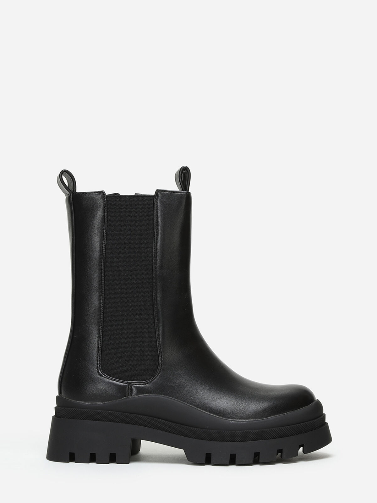 Bottines chelsea en simili crantées- Noir
