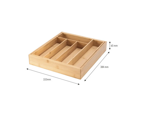 CENTA flexibele bestekbak, BxDxH 33,3-53,3 x 38,4 x 6,5 cm, gemaakt van bamboe