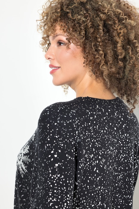 Sweatshirt, Schneeflocken, V-Ausschnitt, Langarm