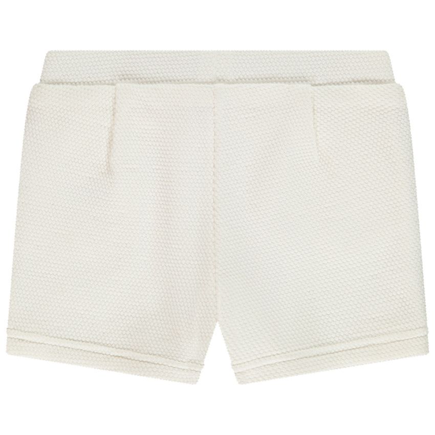 Short en maille cloquée avec détails lurex pour bébé fille - Ecru