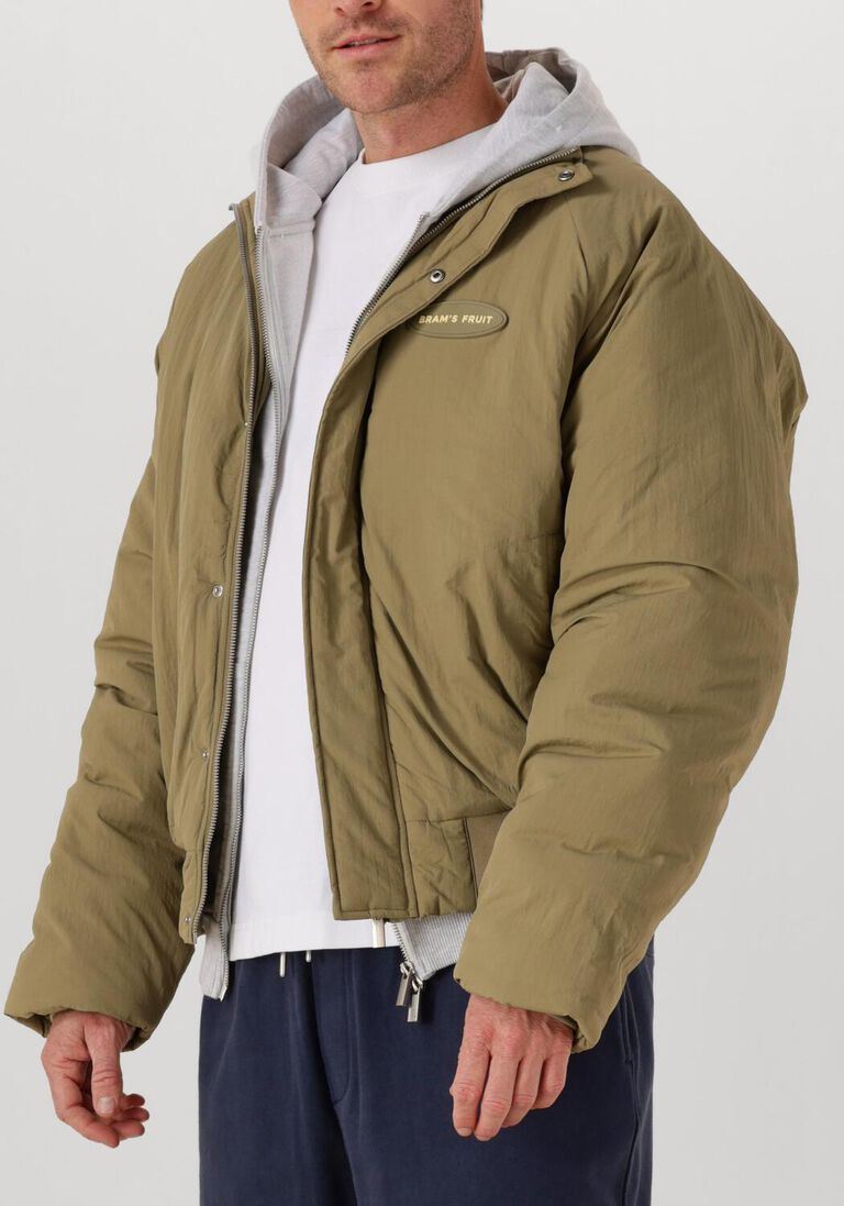 khaki bram's fruit jack emblem patch padded jacket
