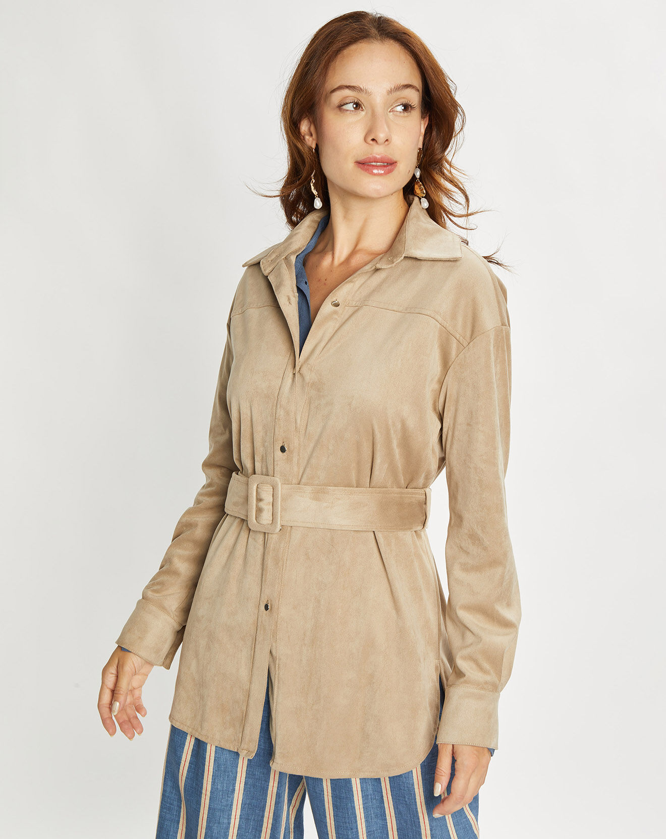 Lauren Vidal Veste en Suédine Lou sable