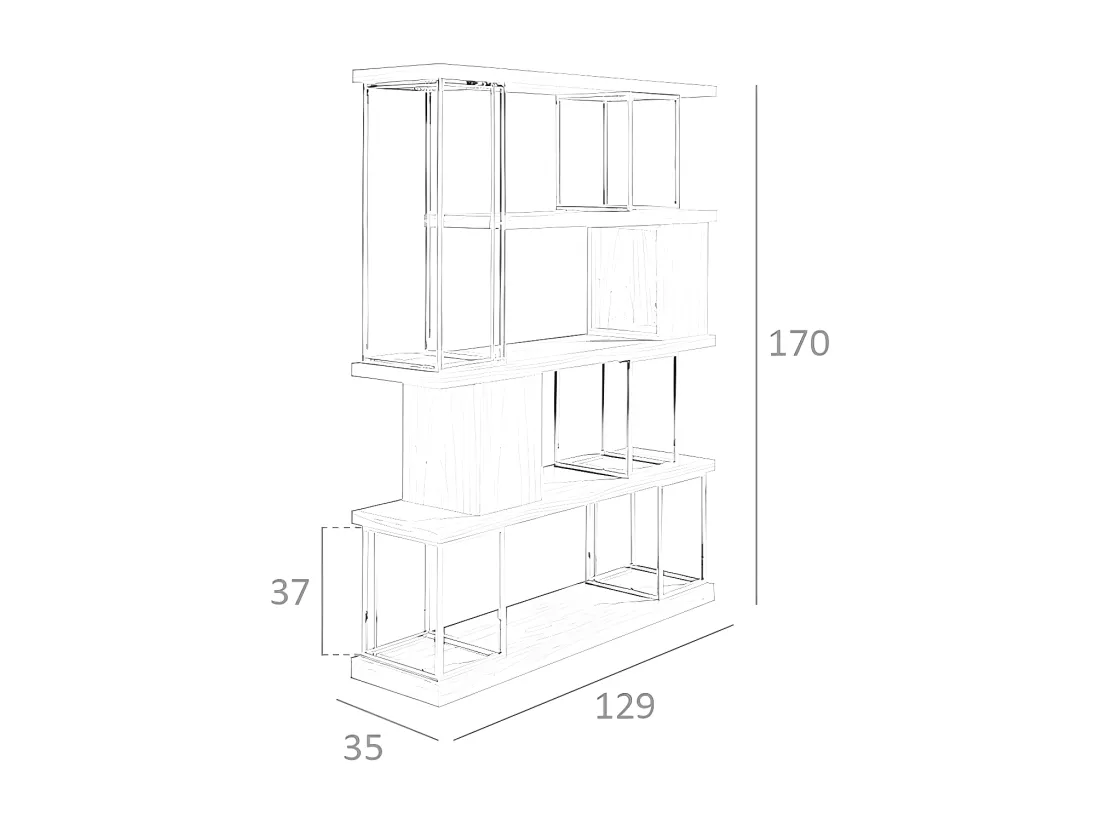 Etagère de noyer et acier chromé 3220 ANGEL CERDA