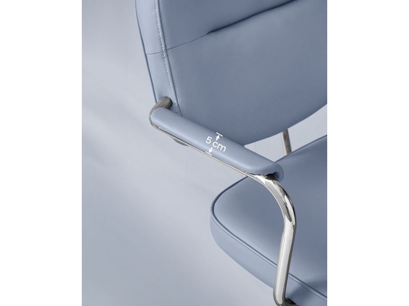 Songmics Bürostuhl mit Polsterrücken und Armlehnen, Blau Drehstuhl mit gebogenem Sitz