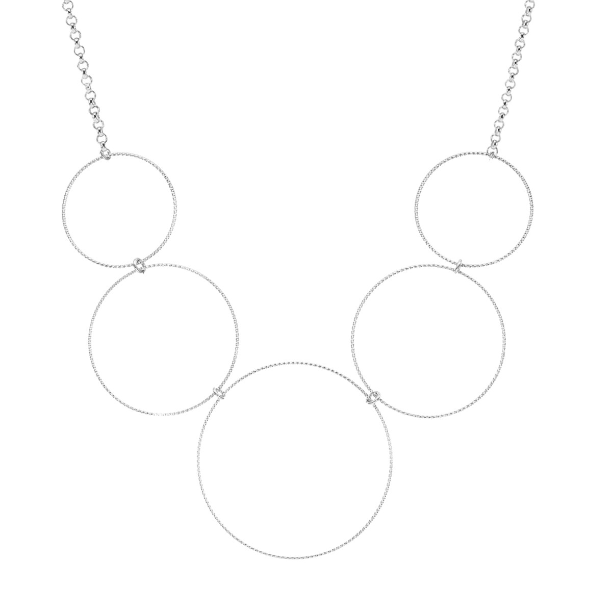 Collier Argent Rhodié Cercles Diamantés
