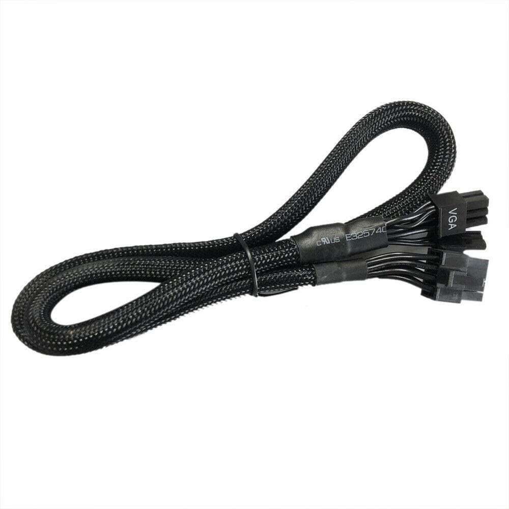 (60cm) PCIe 8-pol. auf 8-pol. (6 2) Stromkabel mit Ummantelung für Grafikkarten (GPU) - Schwarz