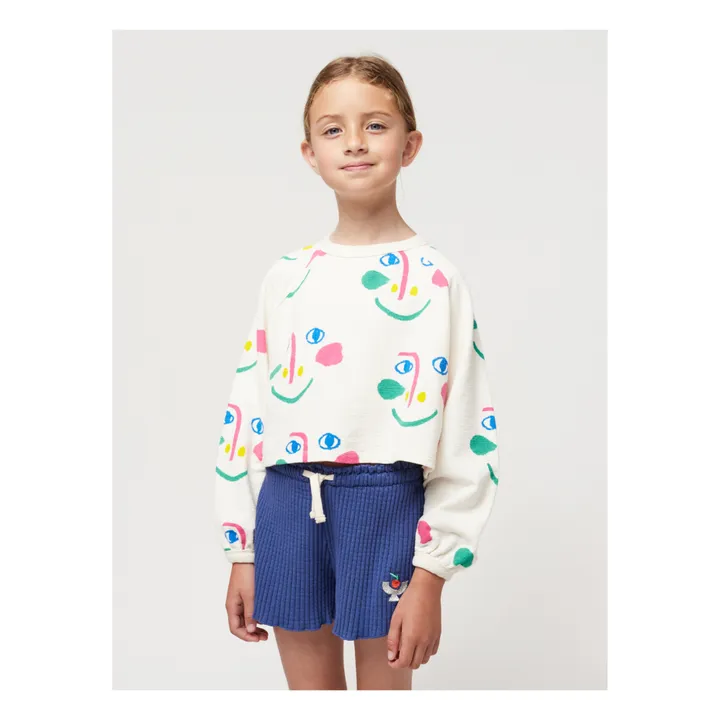 Bobo Choses Sweat Coton Bio Visages | Ecru