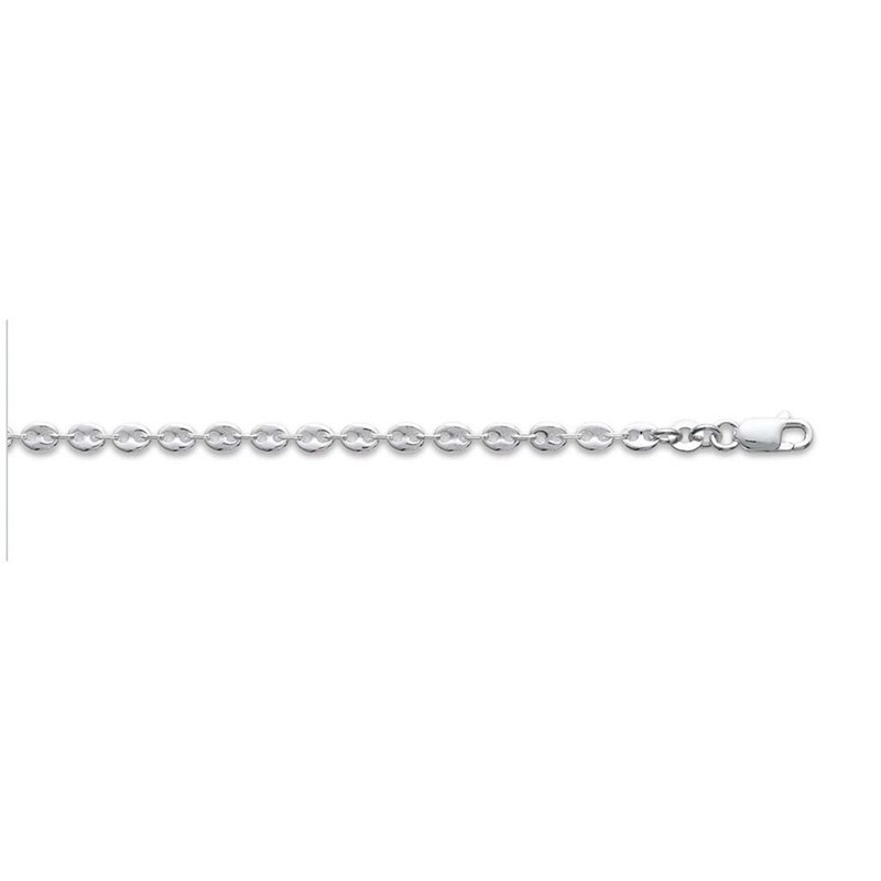 Chaine Mixte - Argent 925 - Chaîne grain de café - Largeur : 3,7 mm - Longueur : 50 cm