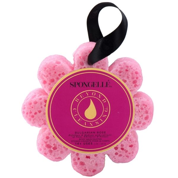 Éponge infusée Wild Flower rose de bulgarie (14+ utilisations) Spongellé 85g