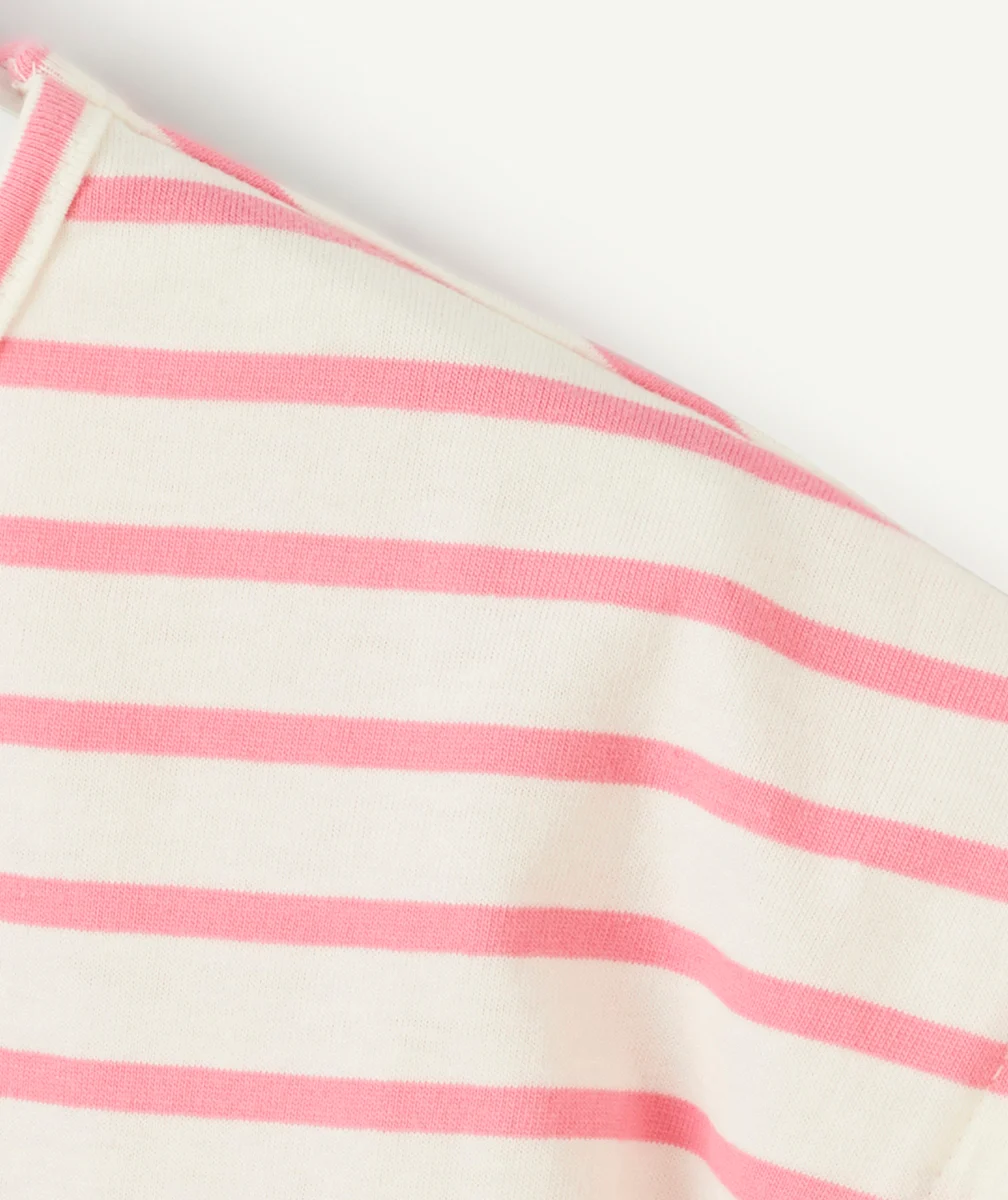 t-shirt manches courtes fille en coton bio à rayures roses