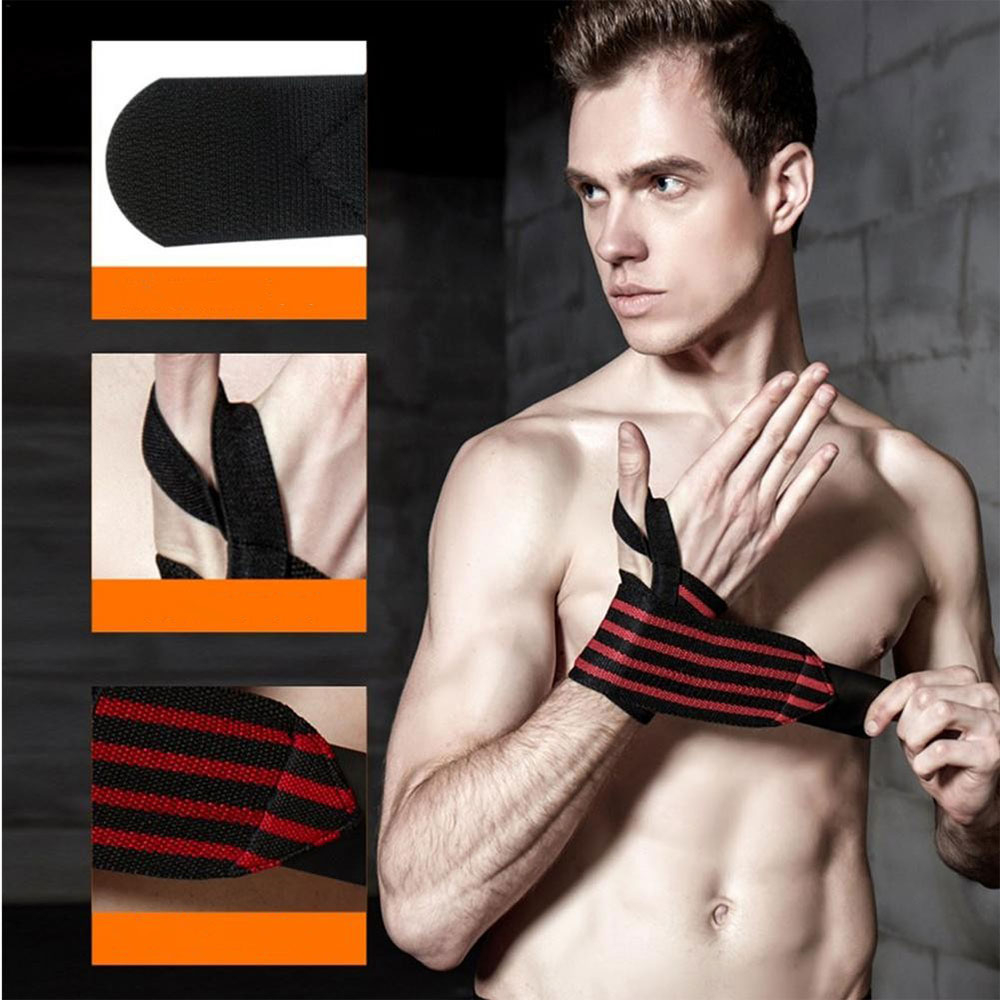 (1Paar) Unisex Handgelenk Stützen Fitness Wrist Wraps Verstellbare Crossfit Sport Bandagen - Schwarz / Grau