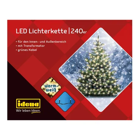 Idena LED Lichterkette, 240er warm weiß, für außen