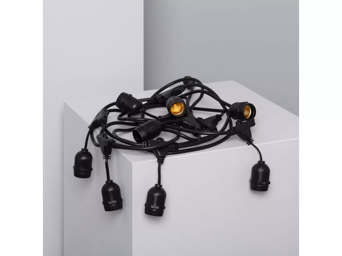Guirlande Extérieure avec 8 Douilles E27 5.5m Noire IP65 Noir